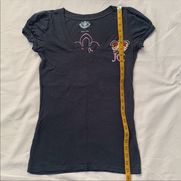 Juicy Couture charcoal grey t-shirt, size S, design chest/back, puffy shoulder - Picture 9 of 10